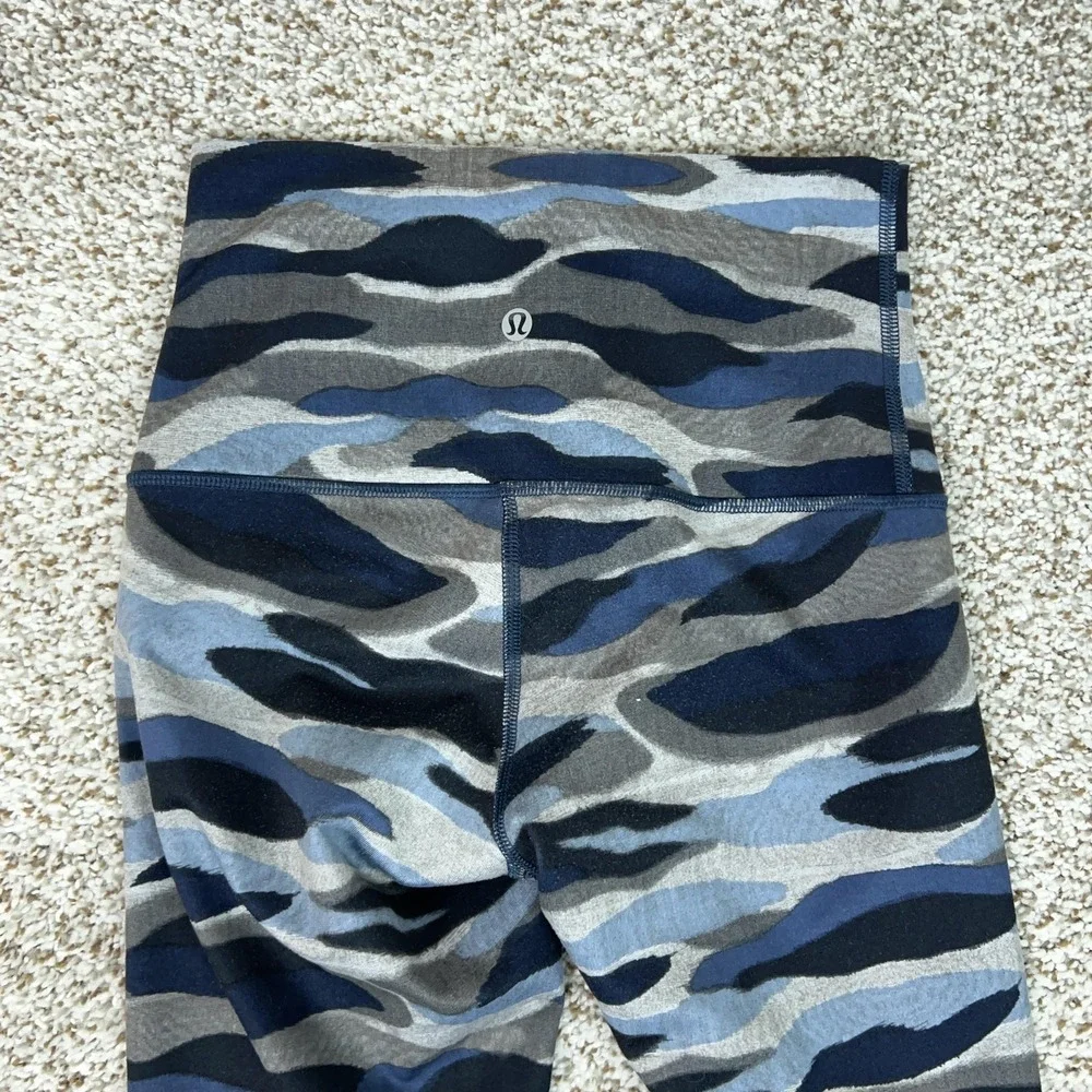 Lululemon Pants Womens 4 Blue Camo Align Mid Rise Leggings Yoga Gym‎ Workout